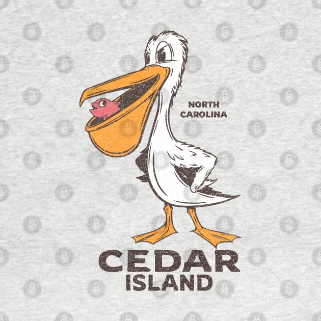 Cedar Island, NC Summertime Vacationing Pelican & Fish by Contentarama